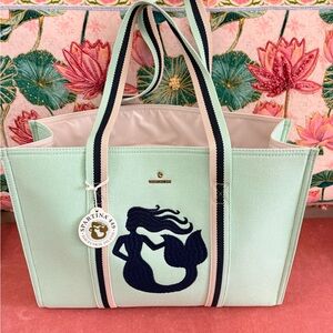 Spartina 449 Seafoam Tote with Navy Mermaid